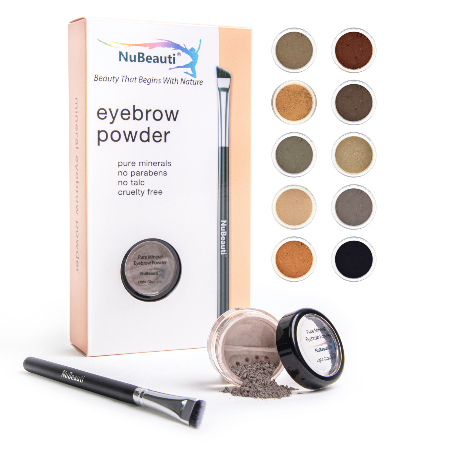 Mineral Eyebrow Powder & Angled Brush Dark Auburn – NuBeauti
