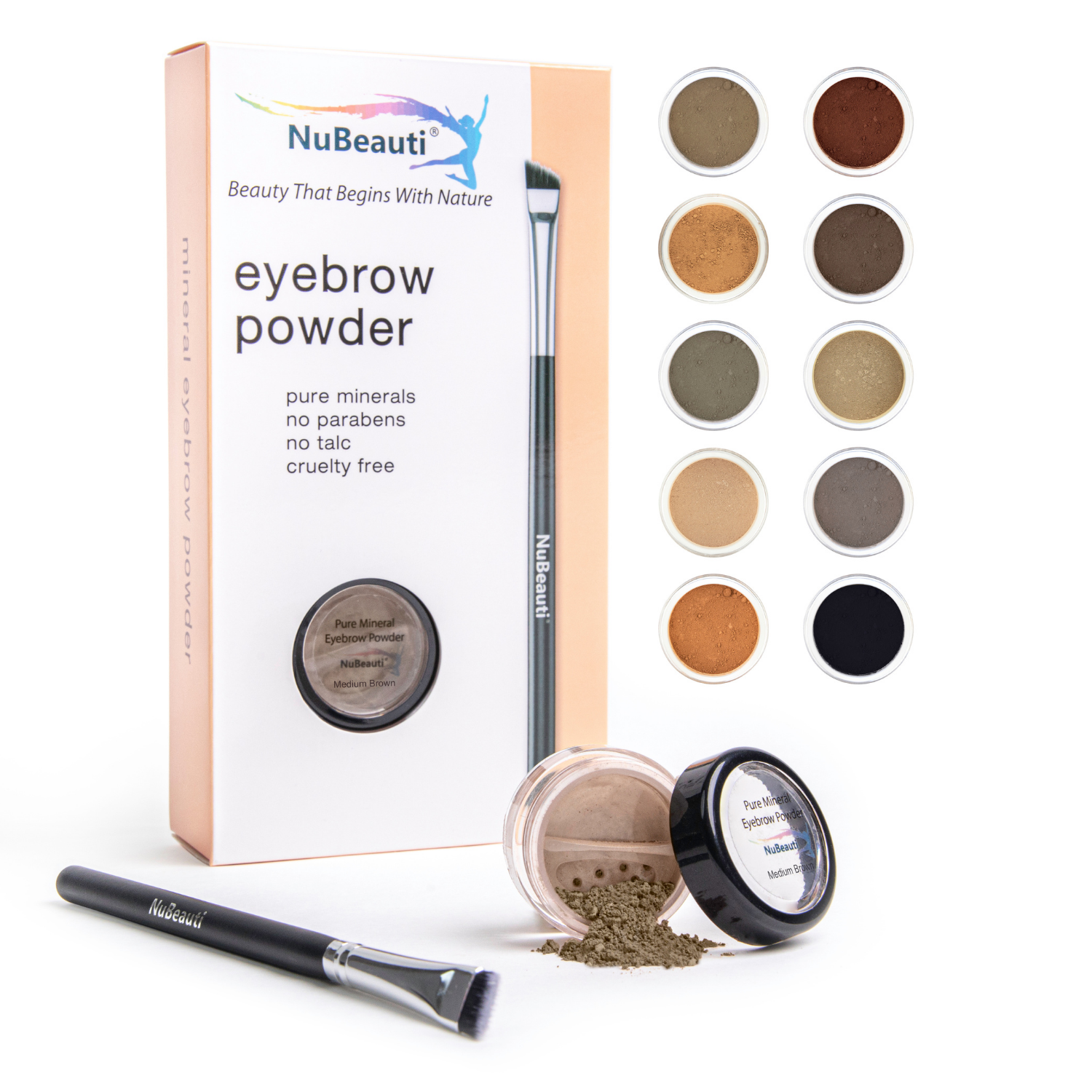 Mineral Eyebrow Powder & Angled Brush Dark Auburn – NuBeauti